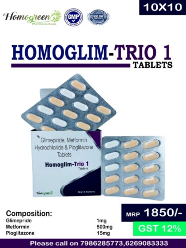 Homoglim-Trio 1 - formulated with Glimepiride Metformin Hydrochloride & Pioglitazone Tablets | Provided by Homegreen Pharmaceuticals