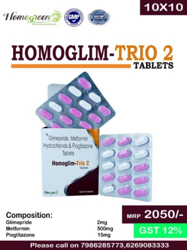 Homoglim-Trio 2 - formulated with Glimepiride Metformin Hydrochloride & Pioglitazone Tablets | Provided by Homegreen Pharmaceuticals